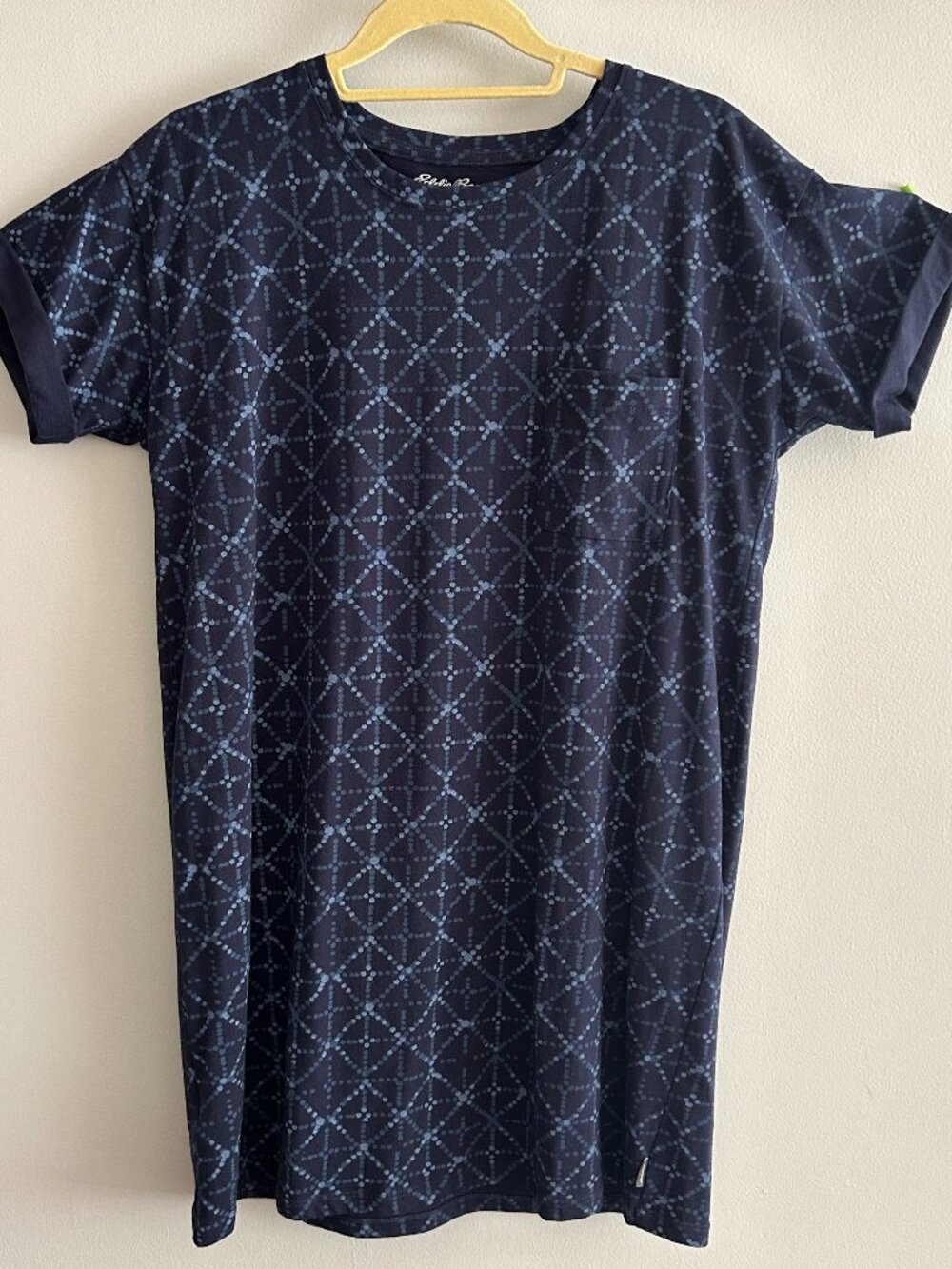 Eddie Bauer T+Shirt dress with front pocket, Large, Navy Blue